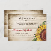 美しいひまわりと木のウェディングレセプション エンクロージャーカード (正面/裏面)