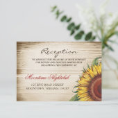 美しいひまわりと木のウェディングレセプション エンクロージャーカード (スタンド正面)