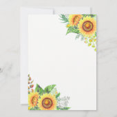 美しいひまわりのカントリーウェディング カップルシャワー 招待状 (裏面)