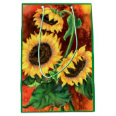 美しいひまわりのギフトバッグ ミディアムペーパーバッグ (正面)