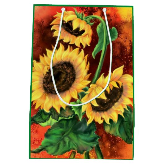 美しいひまわりのギフトバッグ ミディアムペーパーバッグ (裏面)