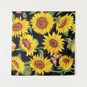 美しいひまわりのパターン タペストリー (正面(横))