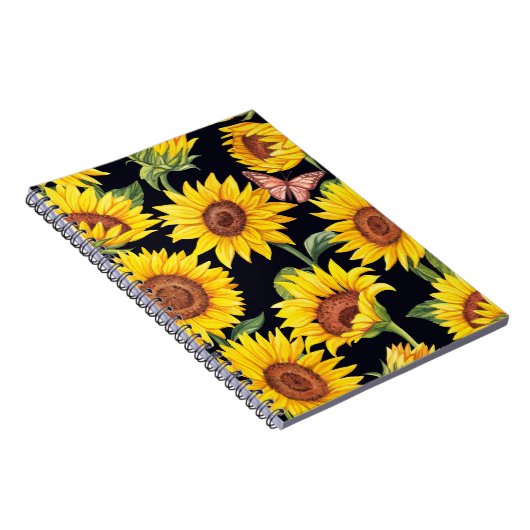 美しいひまわりのパターン ノートブック (右側)