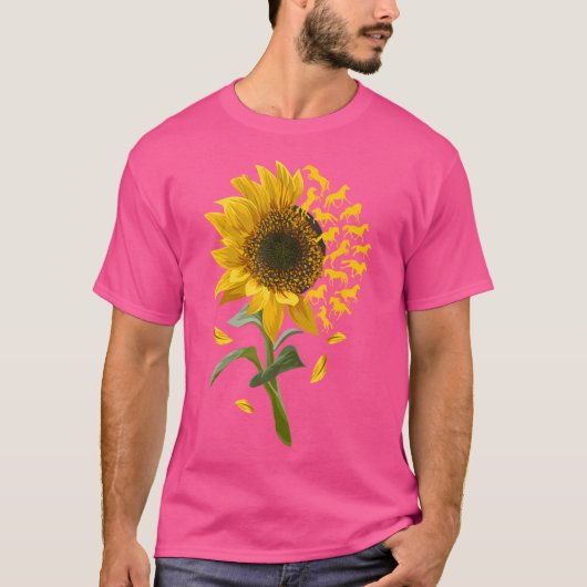 美しいひまわりの競馬の花 Tシャツ (正面)