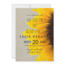 美しいひまわりの素朴結婚式招待状