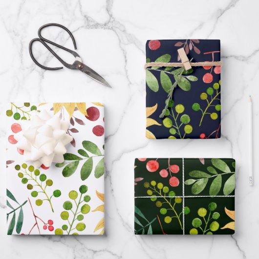 美しいひまわりの花と果実の水色 ラッピングペーパーシート (正面)