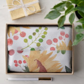 美しいひまわりの花と果実の水色 薄葉紙 (ギフト)