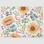 美しいひまわりの花と果実の水色 薄葉紙 (正面)