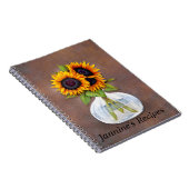 美しいひまわりの花瓶(素朴茶) ノートブック (右側)
