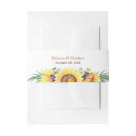 美しいひまわりの装飾 ラスティック チック ウェディング 招待状ベリーバンド