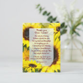 美しいひまわりを添えて、キリスト教の友に感謝を伝える ポストカード (スタンド正面)