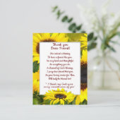 美しいひまわりを添えて、キリスト教の友に感謝を伝える ポストカード (スタンド正面)
