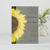 美しいひまわりオンブラック結婚式招待状 招待状 (スタンド正面)