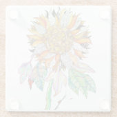 美しいひまわりカラフルの花 ガラスコースター (裏面)