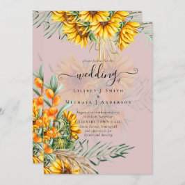 美しいひまわりパンパスグラス結婚ズ