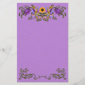 美しいひまわりフローラ渦巻きライトパープル 便箋 (正面)