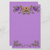 美しいひまわりフローラ渦巻きライトパープル 便箋 (正面/裏面)