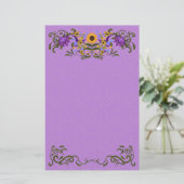 美しいひまわりフローラ渦巻きライトパープル 便箋 (スタンド正面)
