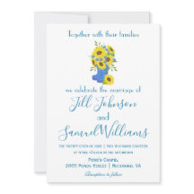 美しいひまわりブーツ花瓶結婚式招待状