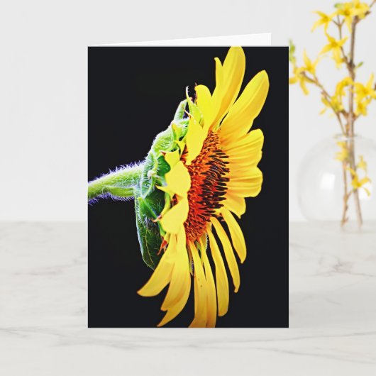 美しいひまわりプロフィ輝くールフラワーカード カード (黄色い花)