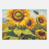 美しいひまわり夏誕生日ギフトラップ3 ラッピングペーパーシート (正面)