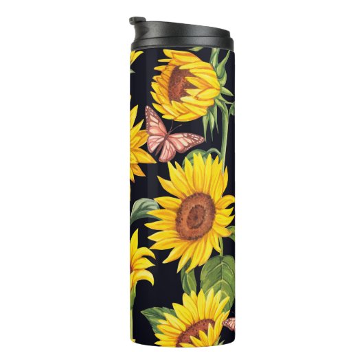 美しいひまわり模様 タンブラー (回転右)