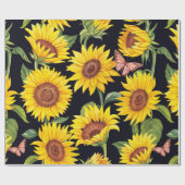 美しいひまわり模様 ラッピングペーパー (フラット)