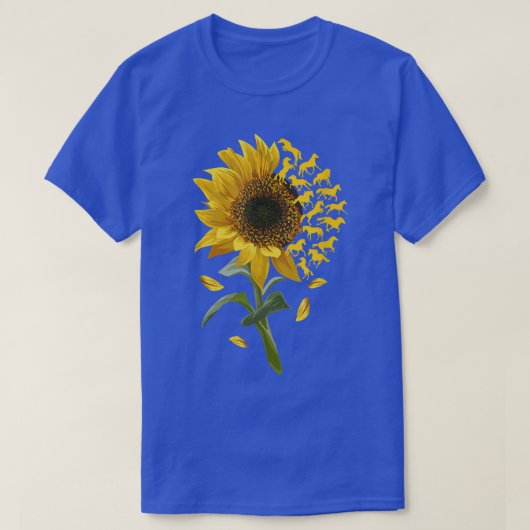 美しいひまわり競馬フラワーエクエストリアン Tシャツ (デザイン正面)