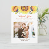美しいひまわり素朴の結婚写真ありがとう サンキューカード (スタンド正面)