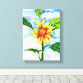 美しいひまわり絵画の水色 キャンバスプリント (インサイチュ (ウッドフロア))
