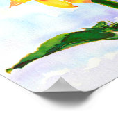 美しいひまわり絵画の水色 ポスター (角)