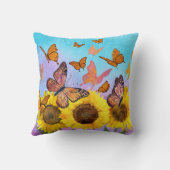 美しいひまわり蝶フラワーガーデン クッション (裏面)