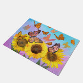 美しいひまわり蝶フラワーガーデン ドアマット (アングル)