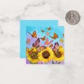 美しいひまわり蝶フラワーガーデン ノートカード (正面/裏面インサイチュ)