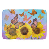 美しいひまわり蝶フラワーガーデン バスマット (正面)