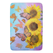 美しいひまわり蝶フラワーガーデン バスマット (正面縦)