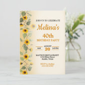 美しいひまわり誕生日パーティーへの招待 招待状 (スタンド正面)