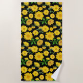 美しいひまわり鮮やかの花 ビーチタオル (正面)