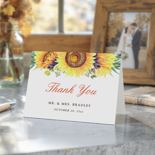 美しいひまわり おしゃれな季節の感謝カード サンキューカード