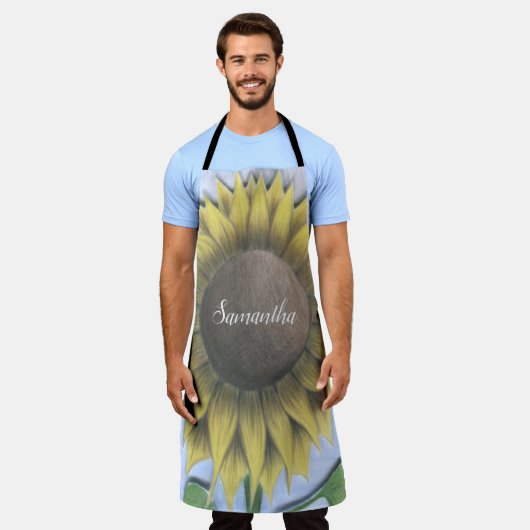 美しいひまわり エプロン (着用した状態)