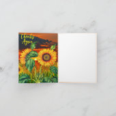 美しいひまわり (グルービーな感謝のメッセージ) ボヘミアンスタイル サンキューカード (内部)