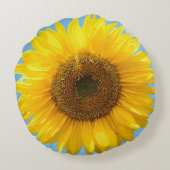 美しいひまわり ライトターコイズ ラウンドクッション (裏面)