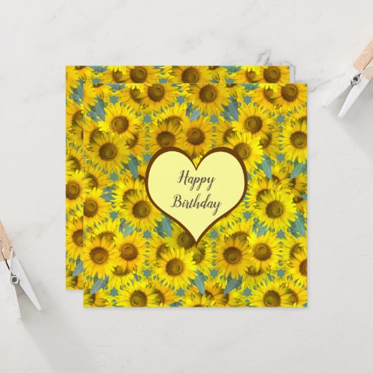 美しいひまわり – 花柄 カード (正面/裏面インサイチュ)