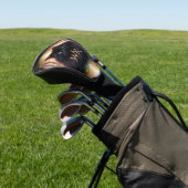 美しいふわふわの黒猫金ゴールドアイズモノグラム ゴルフヘッドカバー (インサイチュ)