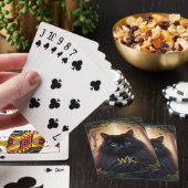 美しいふわふわの黒猫金ゴールドアイズモノグラム トランプ (インサイチュ)