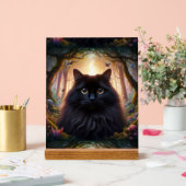 美しいふわふわの黒猫、金色の目 アクリルサイン (ウェディング)