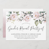 美しいほこりっぽいバラ赤面ジェンダーリビールパーティー 招待状 (正面/裏面)