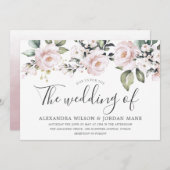 美しいほこりっぽいバラ赤面ピンク結婚ズ 招待状 (正面/裏面)