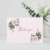 美しいほこりっぽいピンクがかった灰色の熱帯花 サンキューカード (スタンド正面)