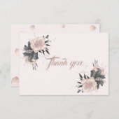 美しいほこりっぽいピンクがかった灰色の熱帯花 サンキューカード (正面/裏面)